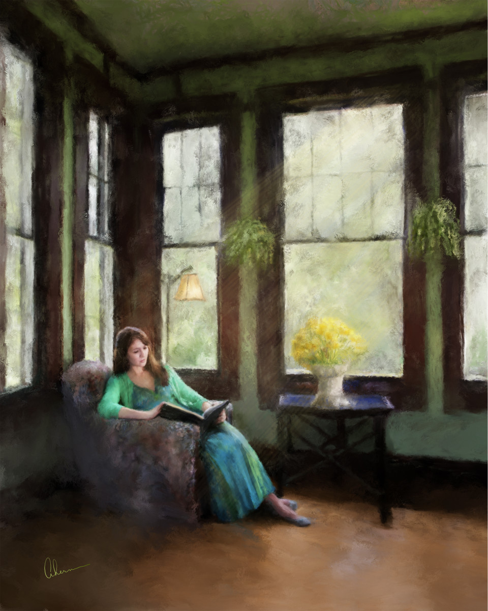 Cassie Reading by Mary Ahern 