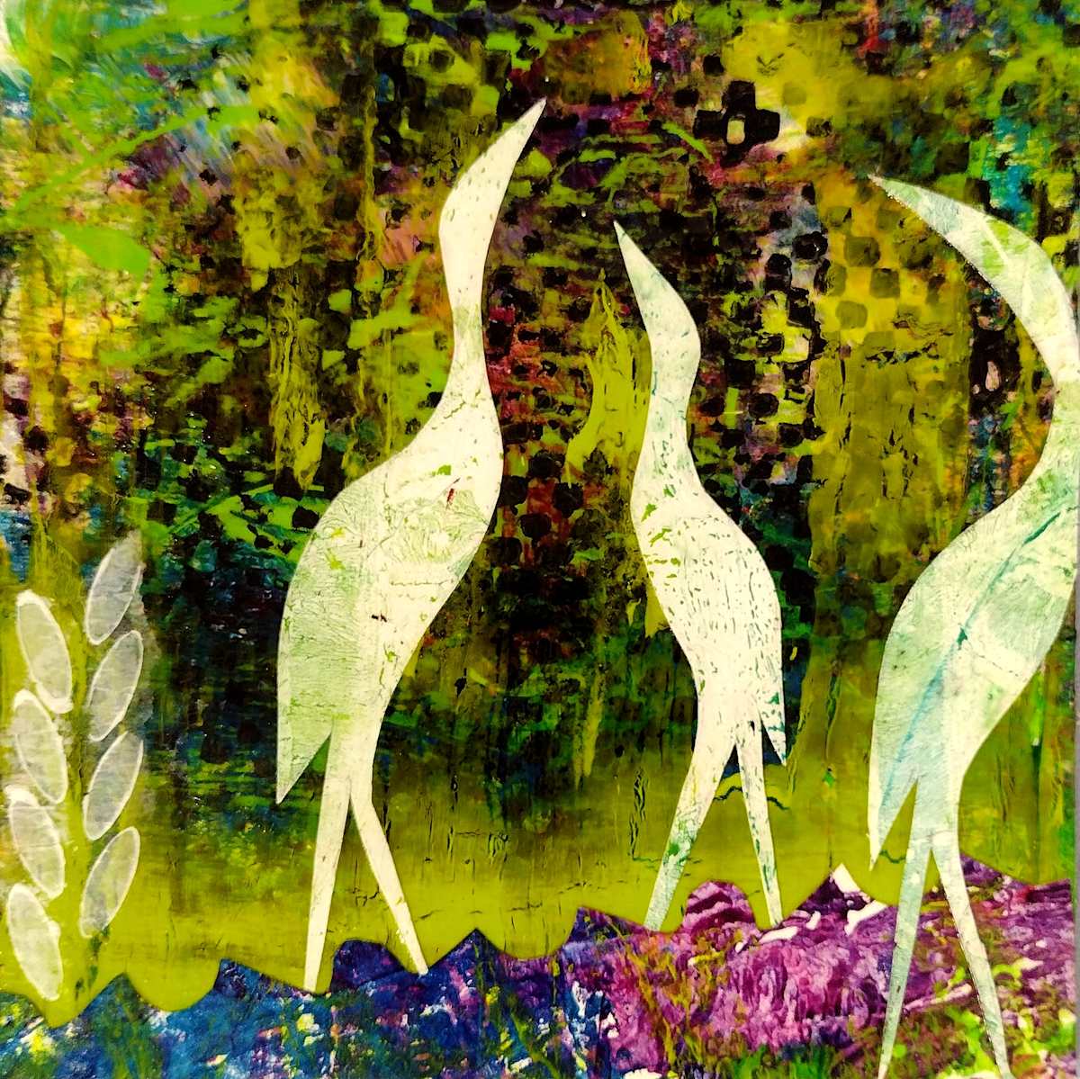 In Community by Lisa Ruch  Image: Unframed on flat wood panel. Can be hung as-is with included optional hanger or you can source a frame for it.