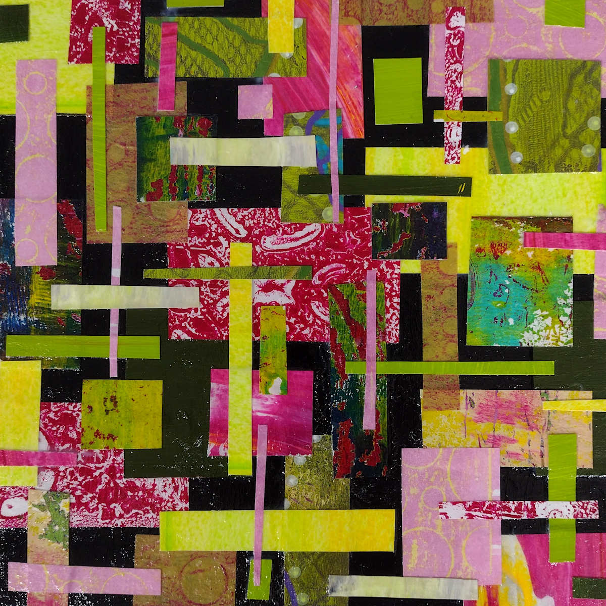 Confetti Cartography #2 by Lisa Ruch  Image: Unframed on flat wood panel. Can be hung as-is with included optional hanger or you can source a frame for it.