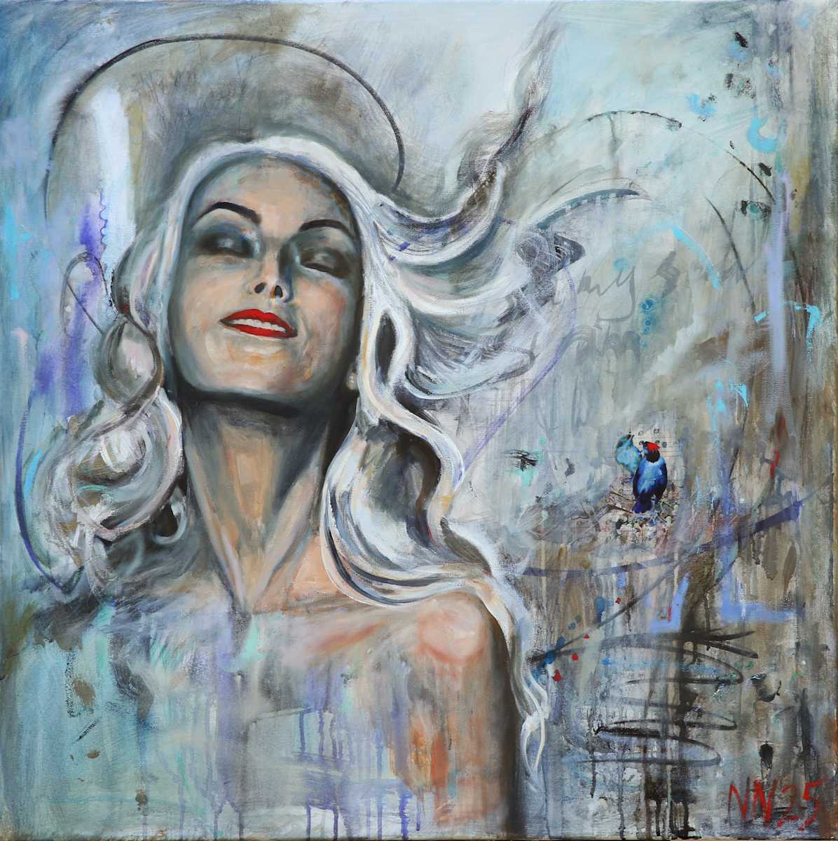 Carried by the Wind by Natascha Nigg Art  Image: Carried by the Wind zeigt eine Frau, in genussvoller Hingabe, die sich tragen lässt von den Winden des Lebens. Das Luft und Wasserelement steht im Vordergrund- Freiheit und Gefühl. Sie ist Teil der Serie "Moments".