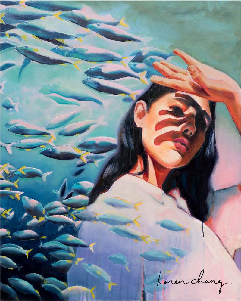 Equanimity by Karen Chang  Image: Equanimity, 2024, Oils over Mixed Media on Canvas, 30 x 24 inches