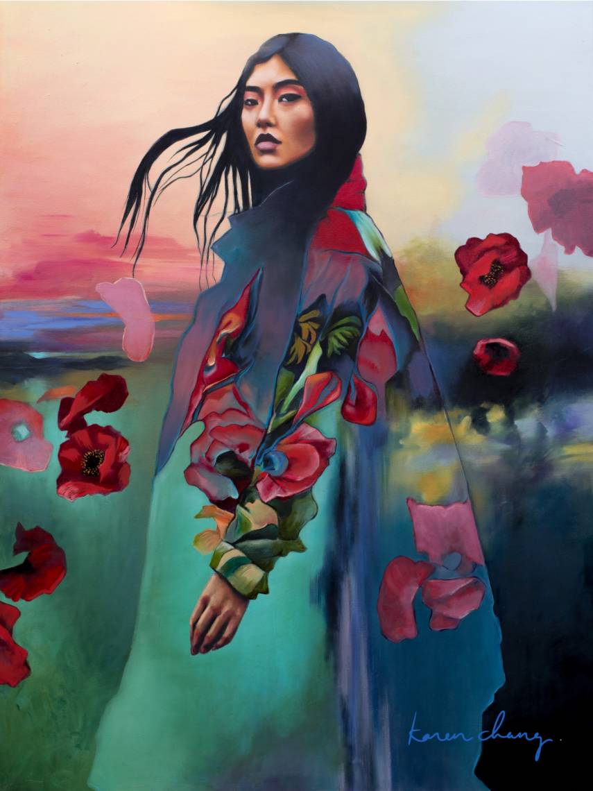 Spirit of the Wind by Karen Chang  Image: Spirit of the Wind, 2025, Oils over Mixed Media on Canvas, 36 x 48 inches
