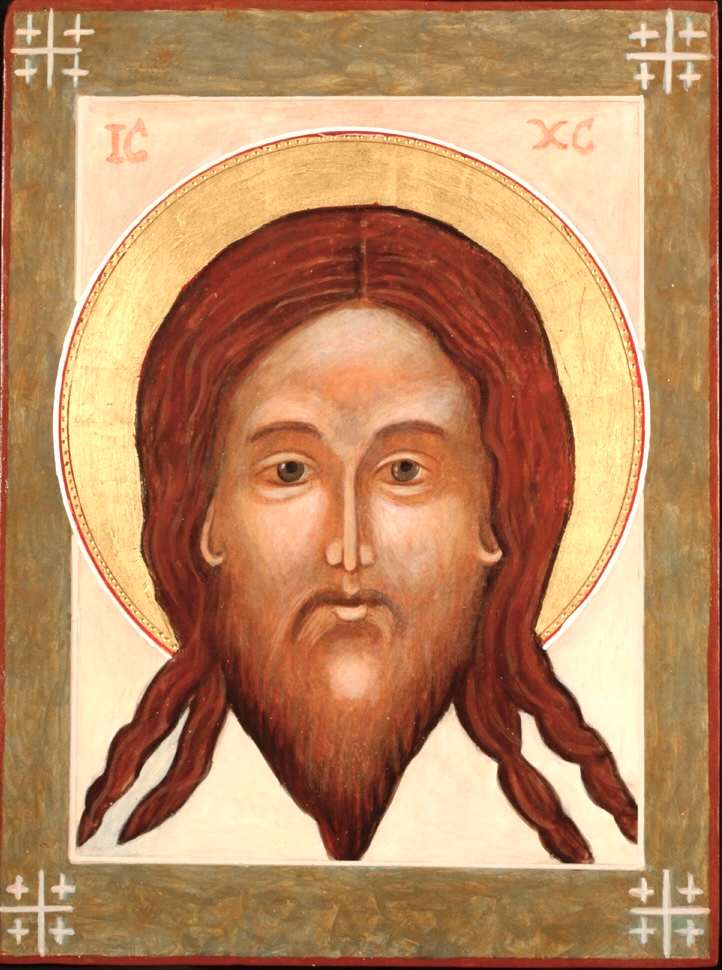 Jerusalem Christ by Christine Hales  Image: The Holy Face with Jerusalem Crosses