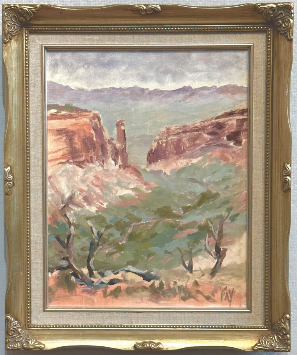 Sentinel Spire by Matt Fay  Image: Plein air painting on an overcast morning in the Colorado National Monument