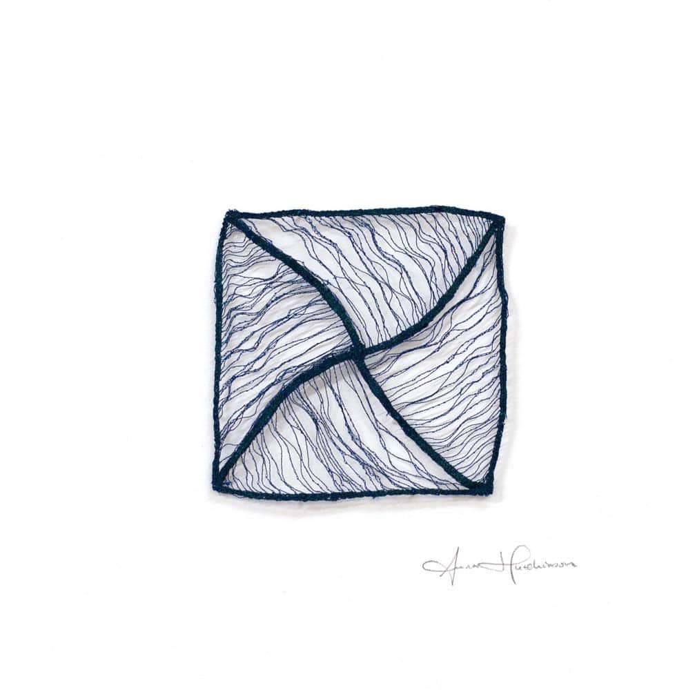 Contours by Anna Hutchinson  Image: A study of how stitching lines interact with eachother and the surrounding borders, creating contours and flow.