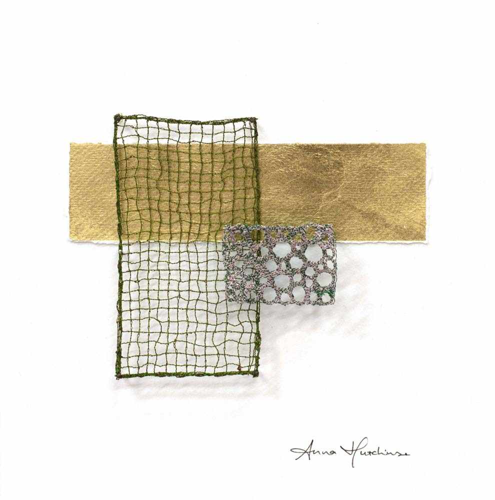 Field Study 3 by Anna Hutchinson  Image: Layers of stitch and gold leaf.
Mapping boundaries, intersections, and what lies beneath.
A quiet reflection on land, labour, and the invisible systems that shape them.