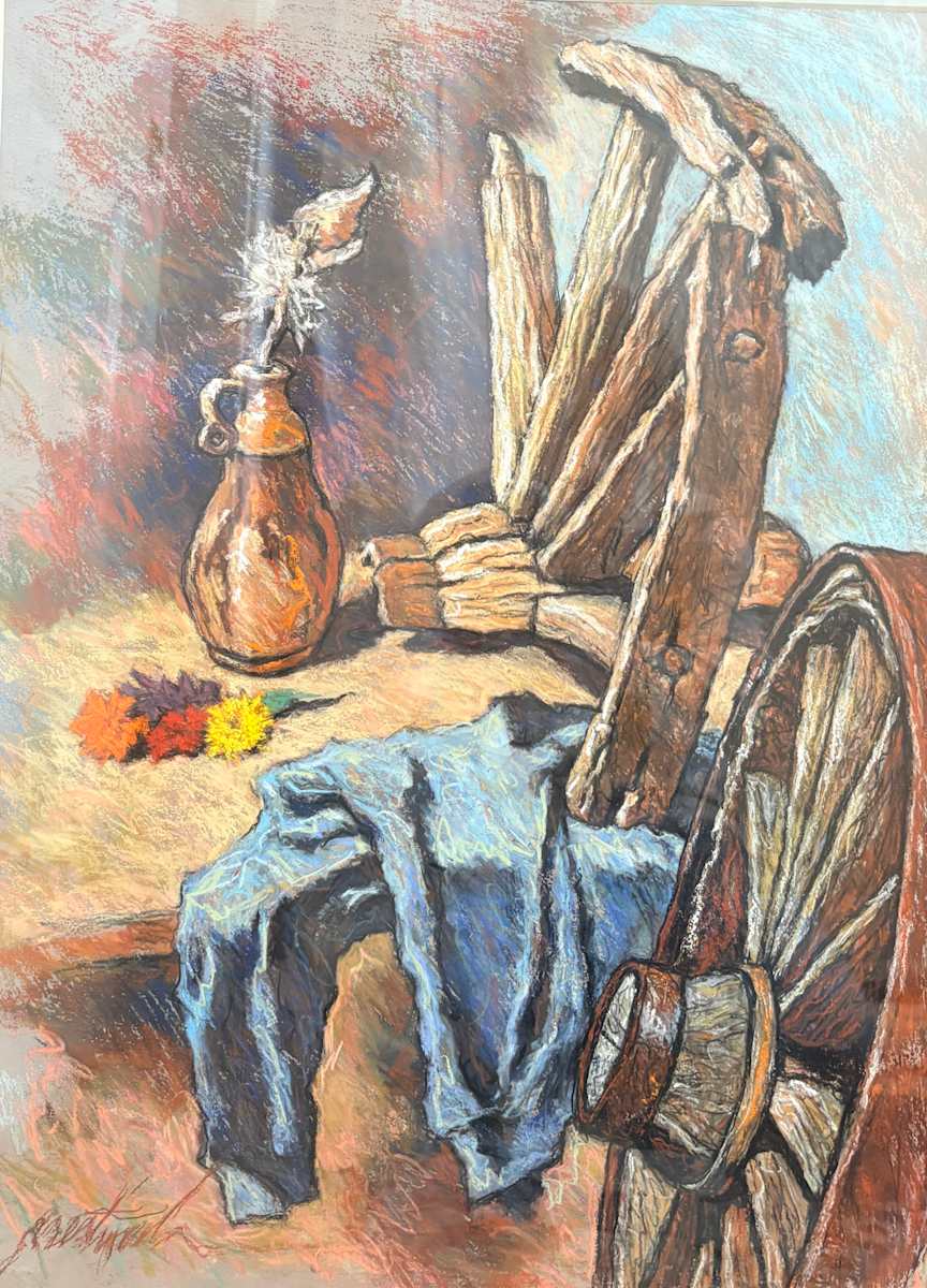 Still Life with Wagon Wheel by Larry Prestwich, Image 1.