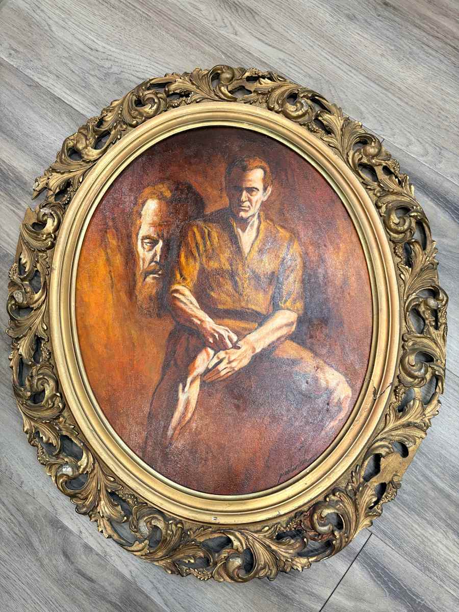 Figurative Composition in Brown & Gold by Larry Prestwich, Image 1.