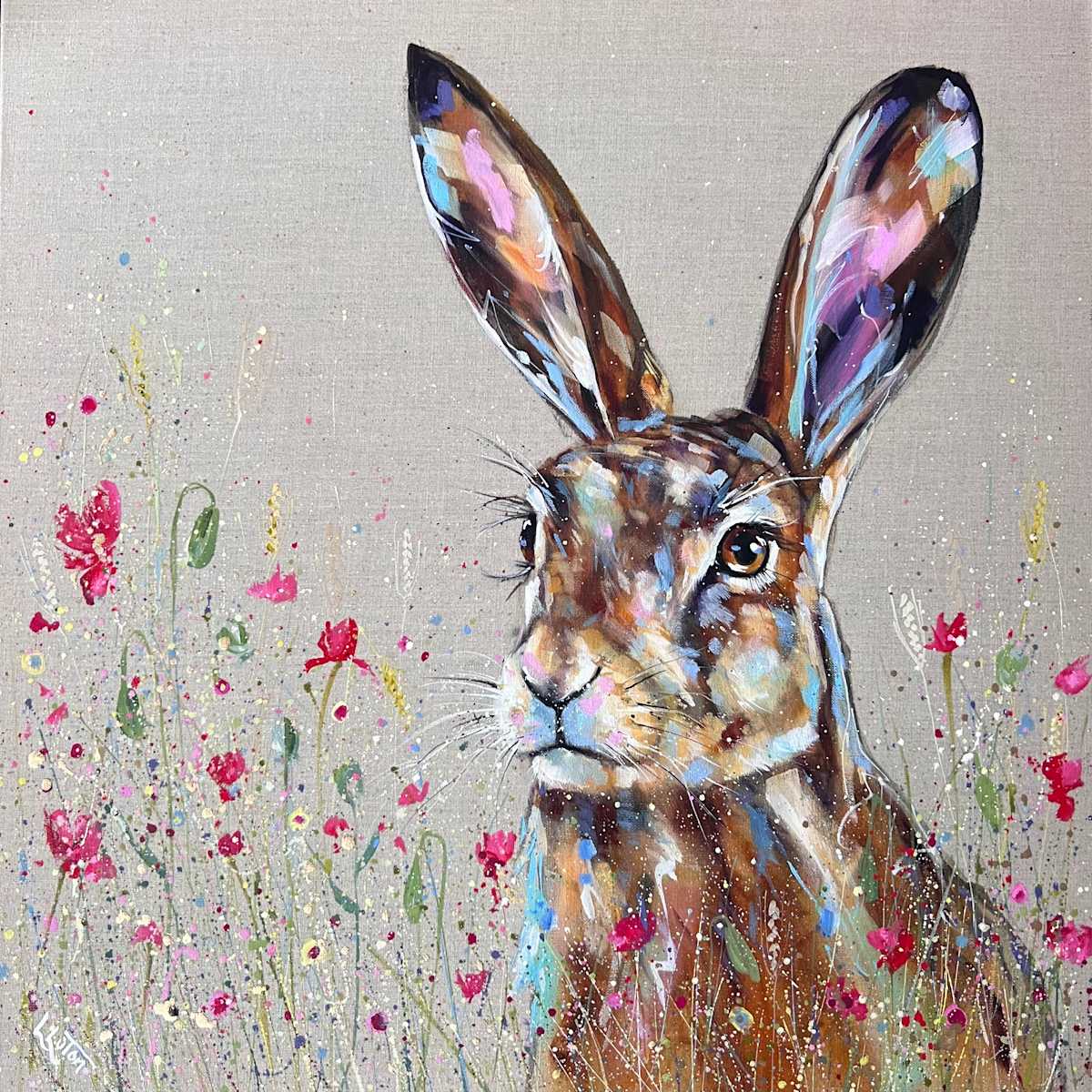 Hare in the meadow by Louise Luton 