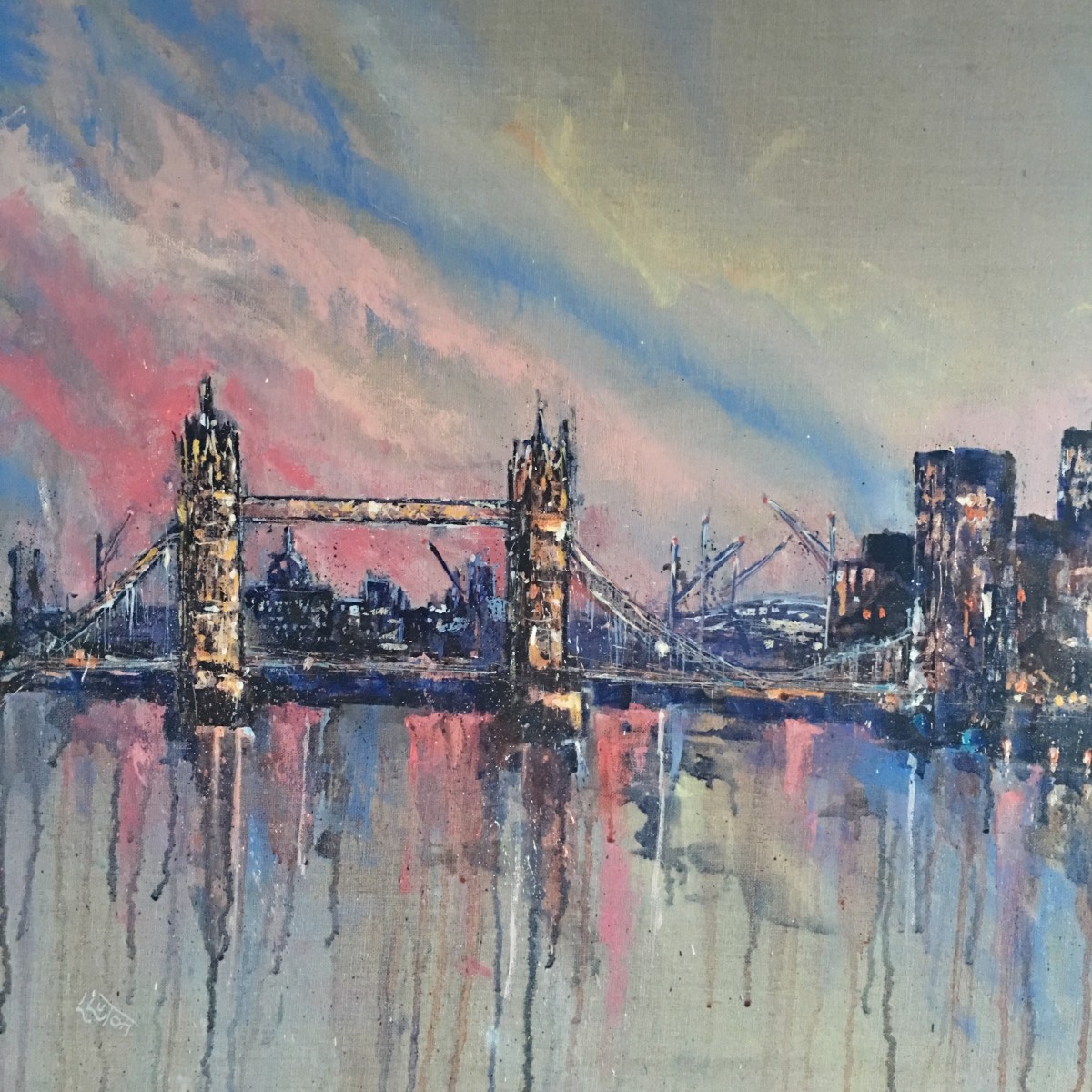 Pink skies  over tower bridge by Louise Luton 