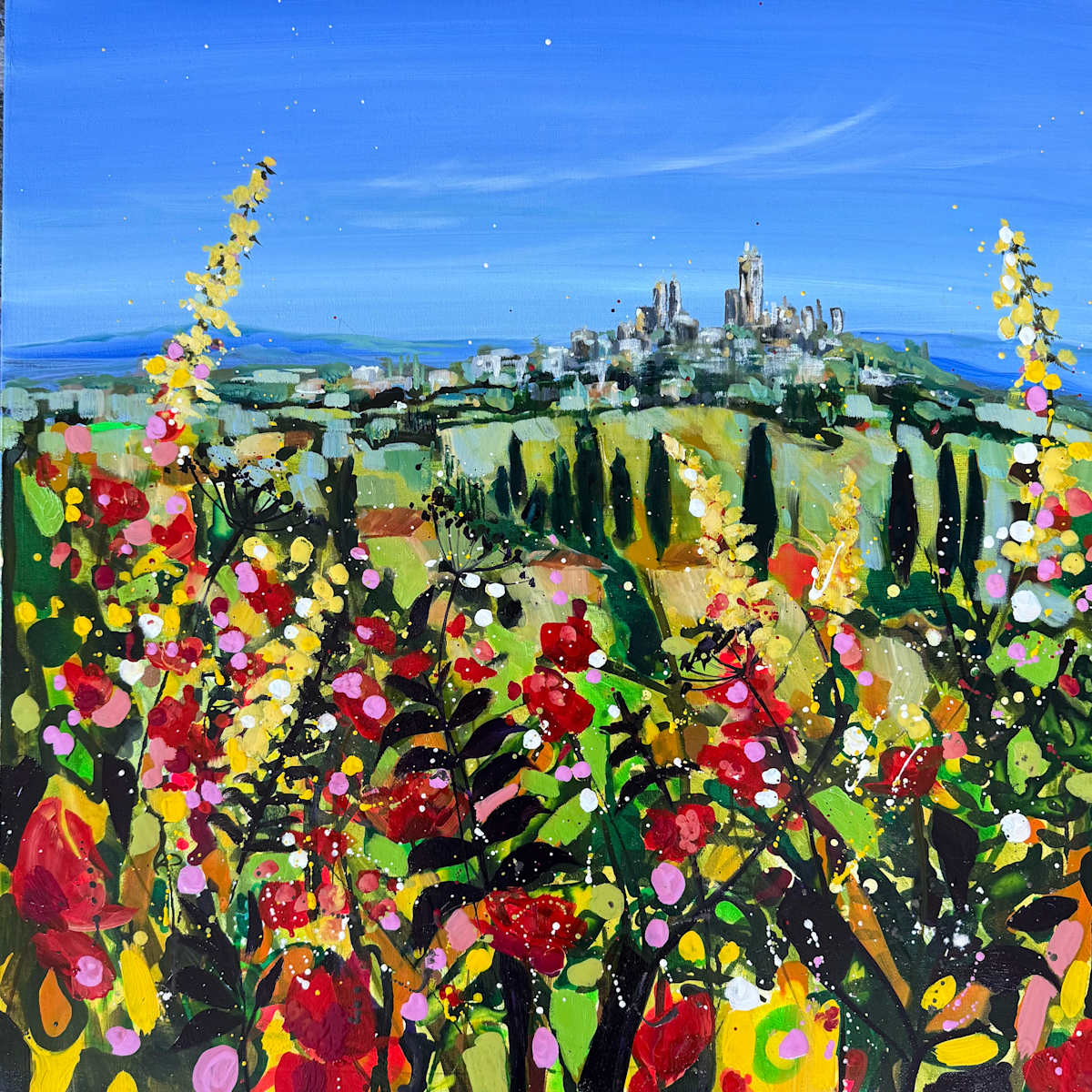 San gimingno and wild flowers by Louise Luton 