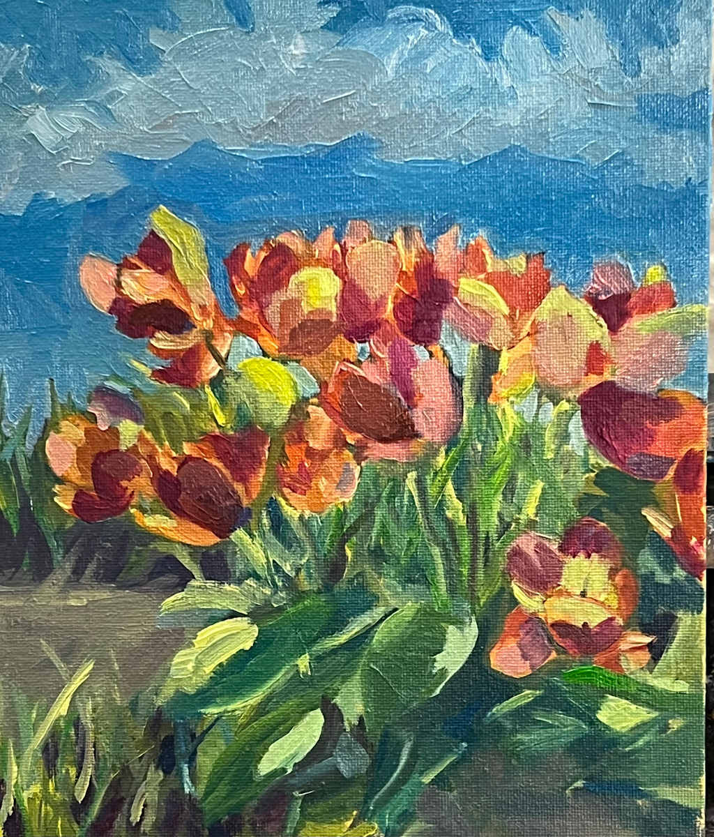 Early Tulips by Rachel Houlihan  Image: Early Tulips, 10x8, oil on canvas 