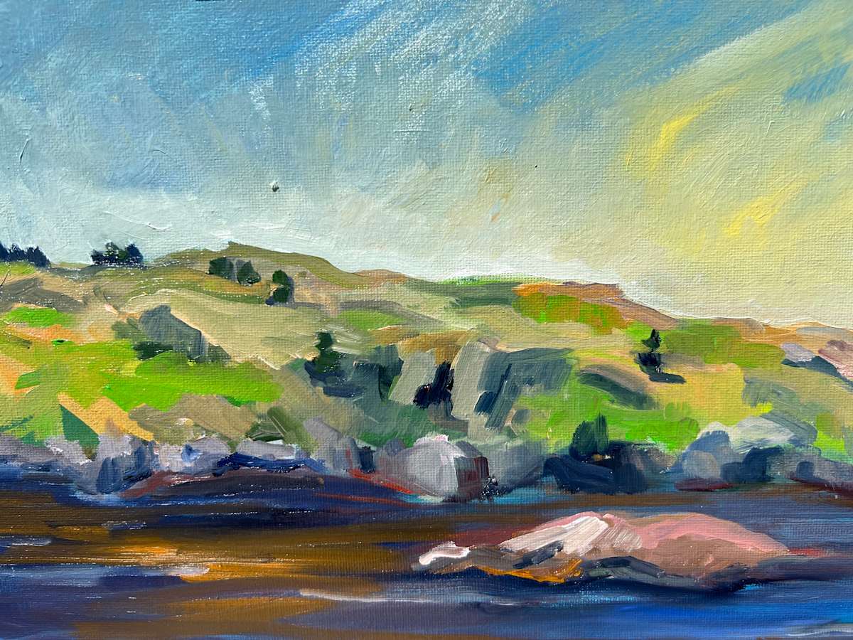 Manana by Rachel Houlihan  Image: Manana, 10x12, oil on canvas 

The view from Monhegan Island to lovely Manana