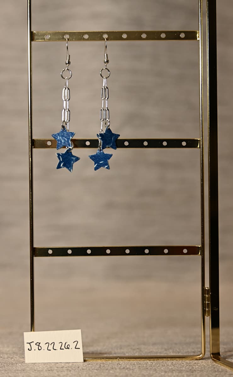 Double Silver Chain Star Earrings by Emily Ruffner Hillhouse, Image 10.