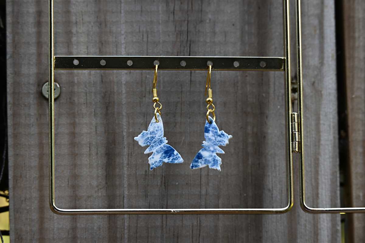 Gold Single Butterfly Earrings by Emily Ruffner Hillhouse, Image 2.