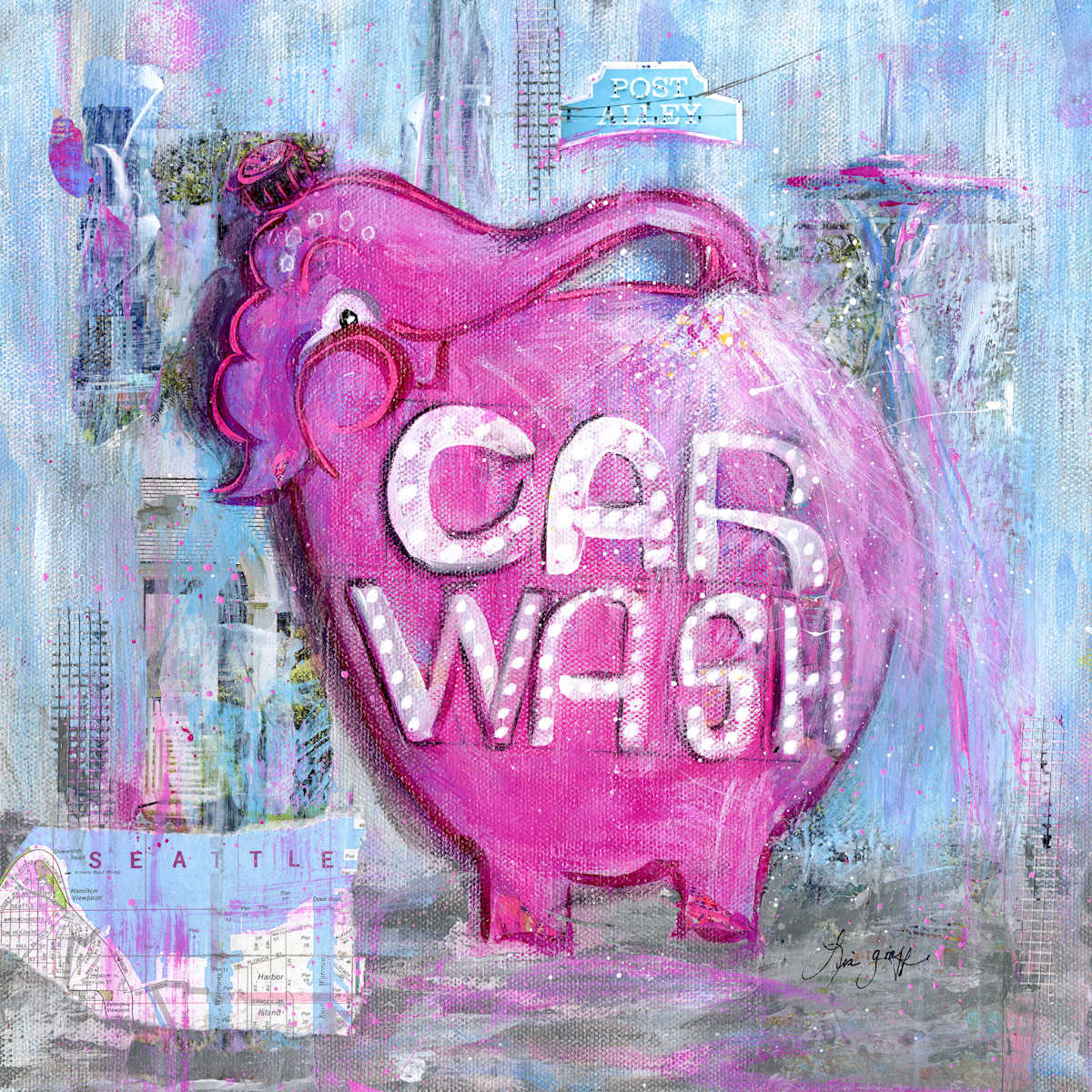 Pink Elephant Splash by Lisa Graff, Image 1.