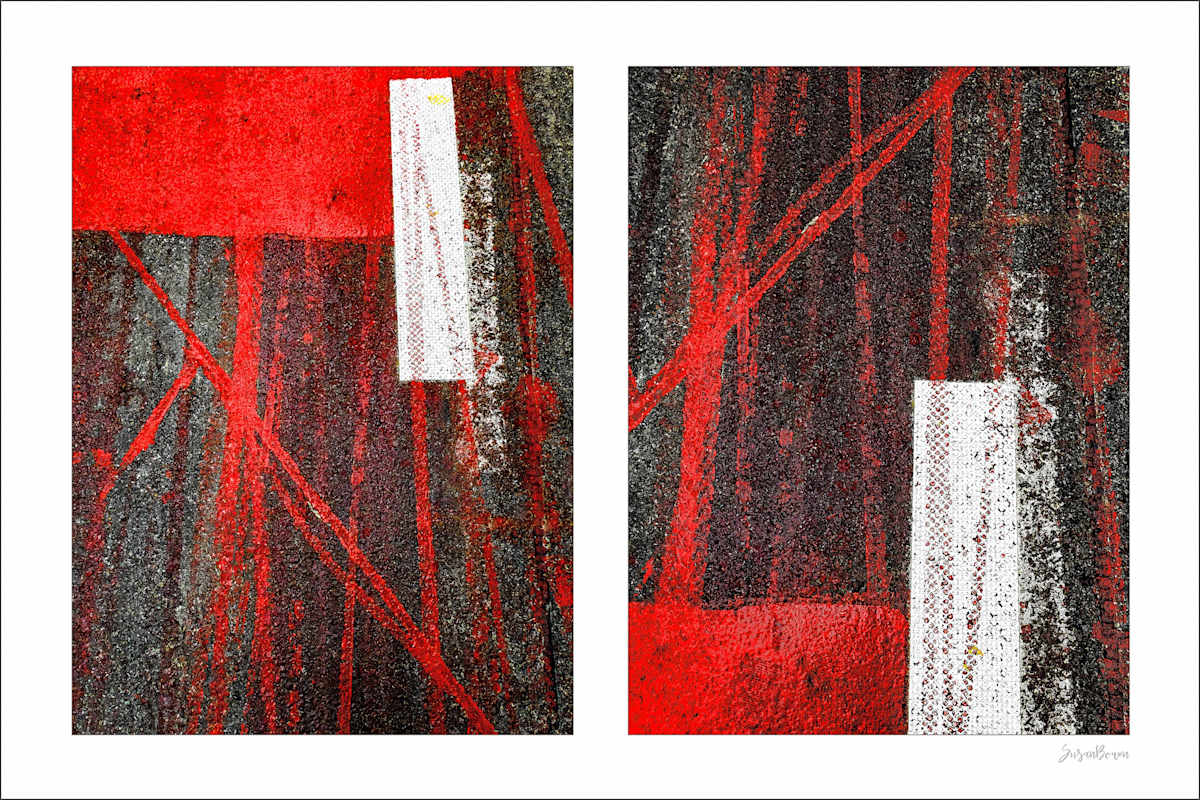 Seeing Red #10: Street Lines and Bicycle Tracks 1/25 by Susan Bowen 