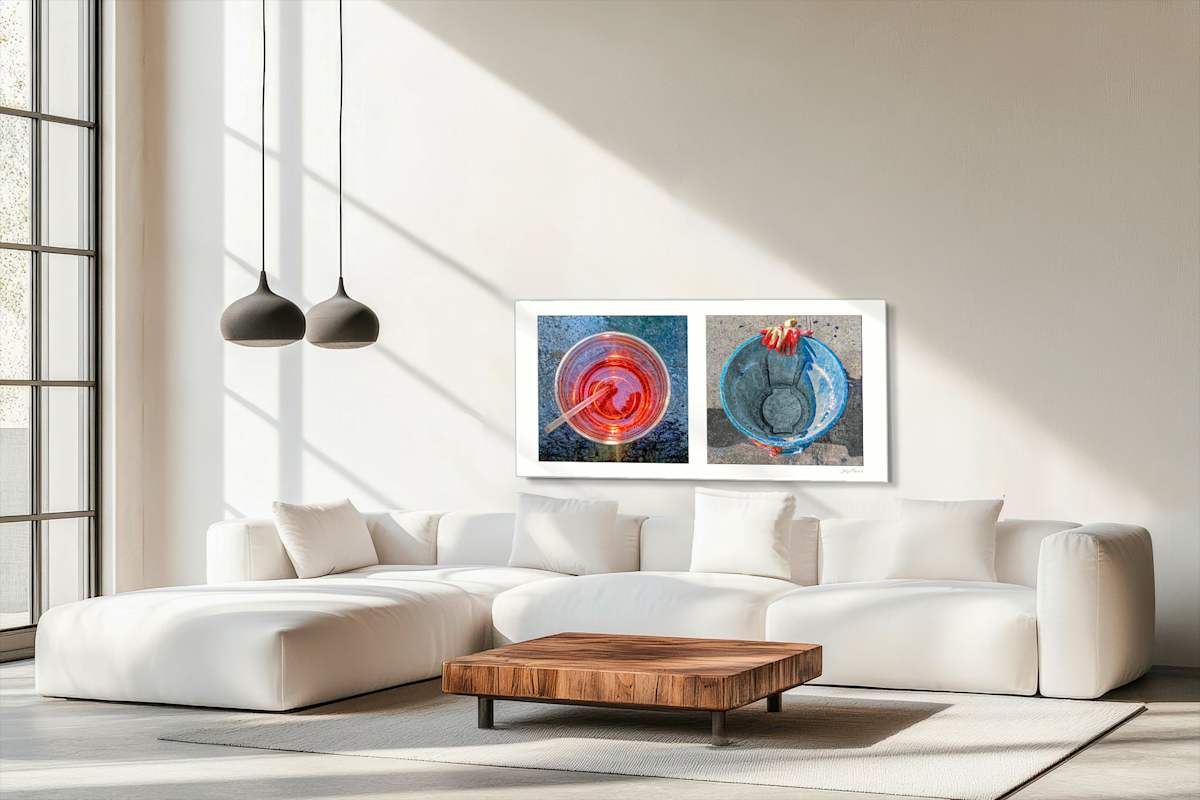 Round Pair #10: Red Glass and Blue Can 1/5 by Susan Bowen 