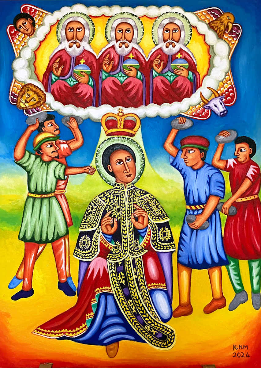 Archdeacon and First Martyr Saint Stephen by K. Haile Maskel  Image: Saint Stephen’s Vision of the Trinity at His Martyrdom

