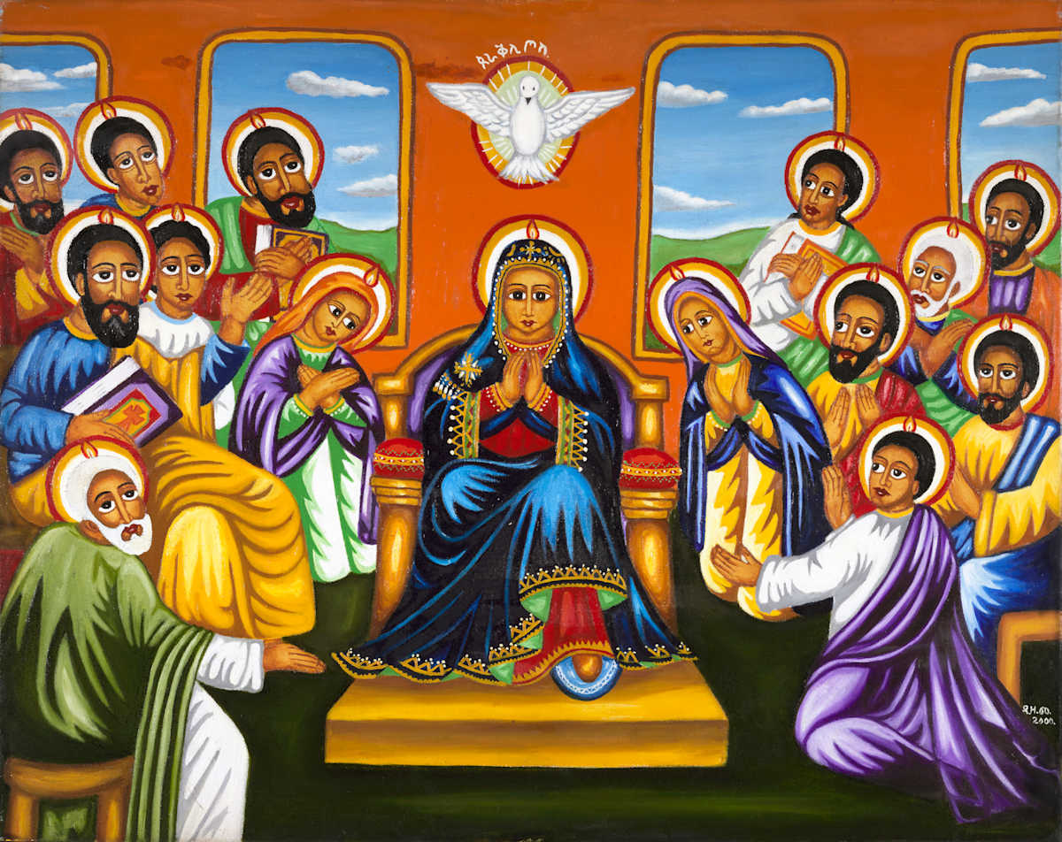 Parakletos (Pentcost) by K. Haile Maskel  Image: The Descent of the Holy Spirit upon the Apostles and Saint Mary