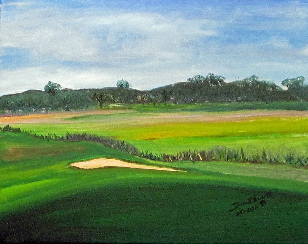 Golf Course I by Diane K. Hewitt  Image: An Impressionistic Fine Art Oil Painting of a Sand Trap on a Golf Course in Amelia, FL , ‘Golf Course I’ , by Georgia Representational Artist Diane Knight  Hewitt 