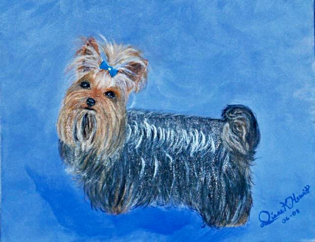 Lil' Miss Peaches by Diane K. Hewitt  Image: An impressionistic representation of a Yorkshire Terrier in a fine art portrait ‘Lil’ Miss Peaches by contemporary Georgia artist Diane K. Hewitt.