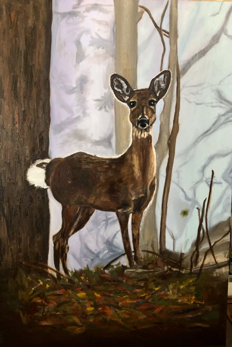 Morning Watch by Diane K. Hewitt  Image: Take A Break And Appreciate The Beauty Of Nature With    This  Deer Oil Painting,” Morning Watch”  By Georgia Contemporary Artist, Diane K. Hewitt  