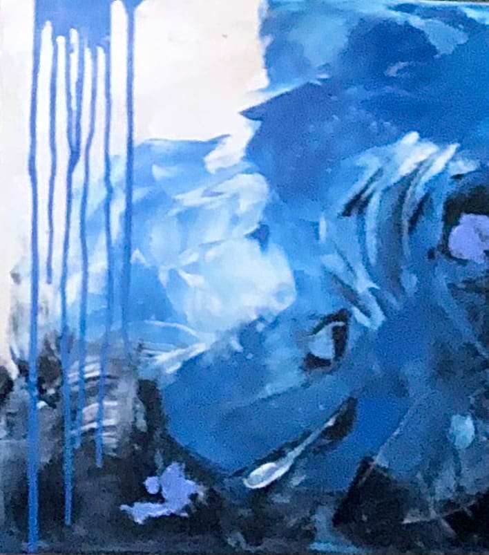 Blue Vibes - Note Card by Diane K. Hewitt  Image: ‘Blue Vibes’ 20 x 20 x 1.3” Pil on Canvas By Georgia Contemporary Artist Diane K. Hewitt 