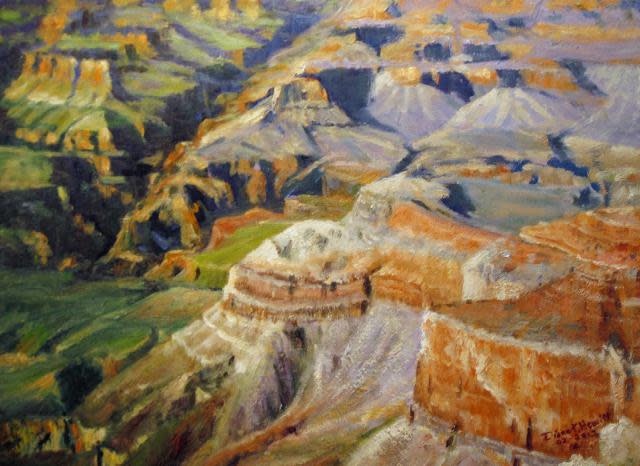 Canyon Vista by Diane K. Hewitt  Image: An Impressionistic Fine Art Oil Painting of a Mountain Range in Sedona, Arizona  ‘Canyon Vista’, by Representational Georgia Artist Diane K. Hewitt 