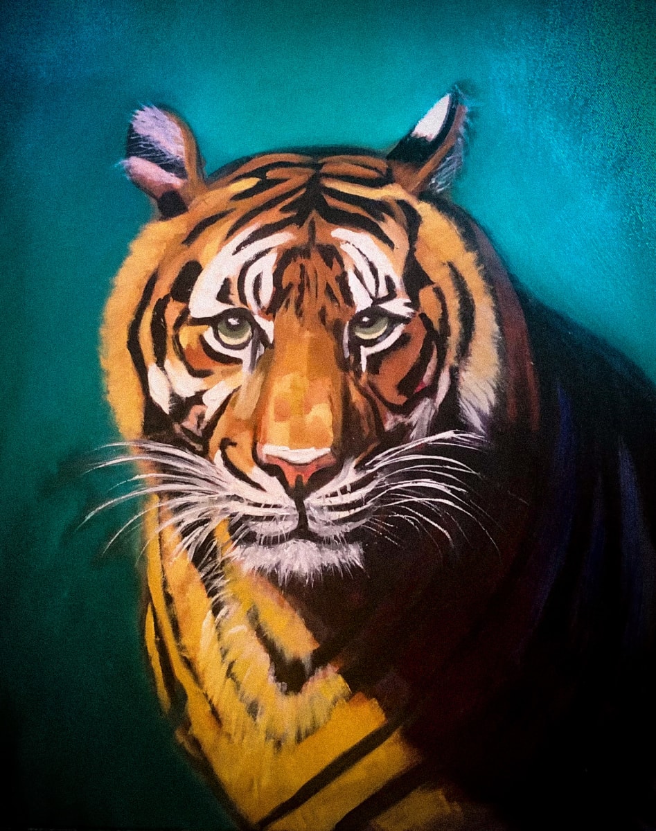 Power And Ferocity by Diane K. Hewitt  Image: A Majestic And  Iconic Predator Represented In This Tiger Fine Art Oil Painting, “Power And Ferocity” by Georgia Contemporary Artist Diane K. Hewitt 