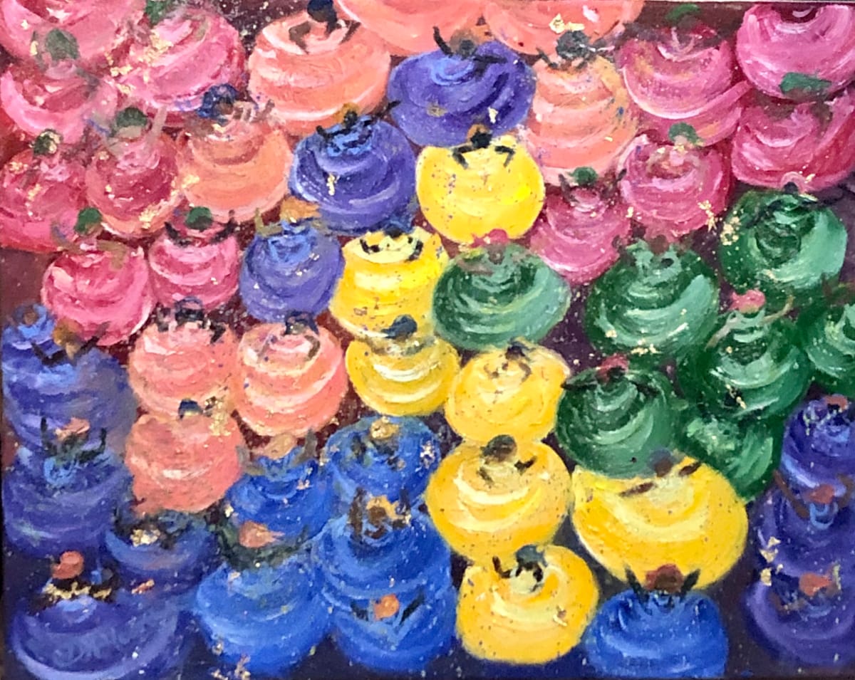 Carnival Cupcakes After Hours by Diane K. Hewitt  Image: Cupcakes Come Alive After Hours  In All The Colors Of A Rainbow In This Playful  Abstract by North Georgia Artist Diane K. Hewitt 