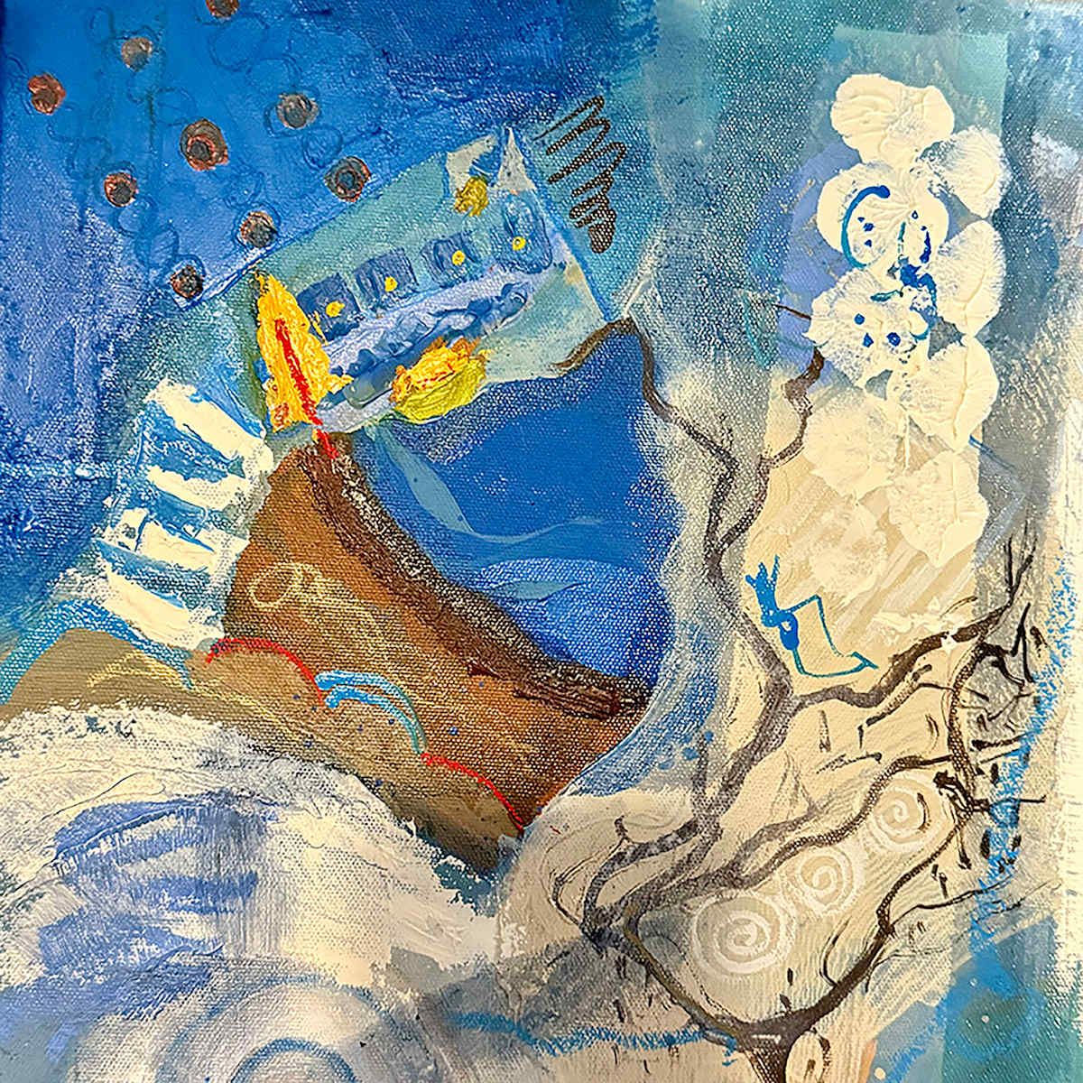 Wired by Diane K. Hewitt  Image: Sometimes We Need To Unplug, Abstract Oil On Canvas 'Wired' By Georgia Contemporary Artist