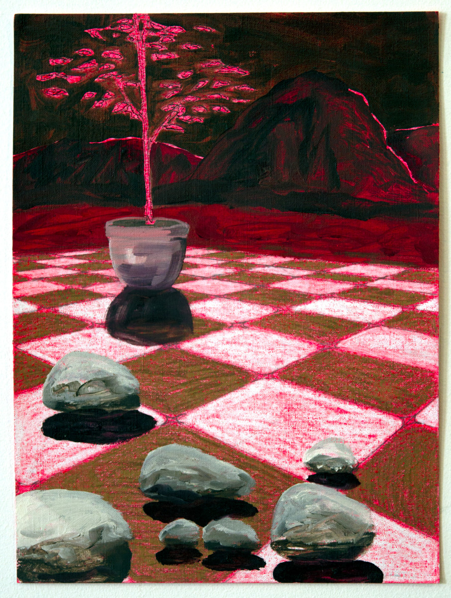 Red Tiles on Paper by Mathew Tucker 