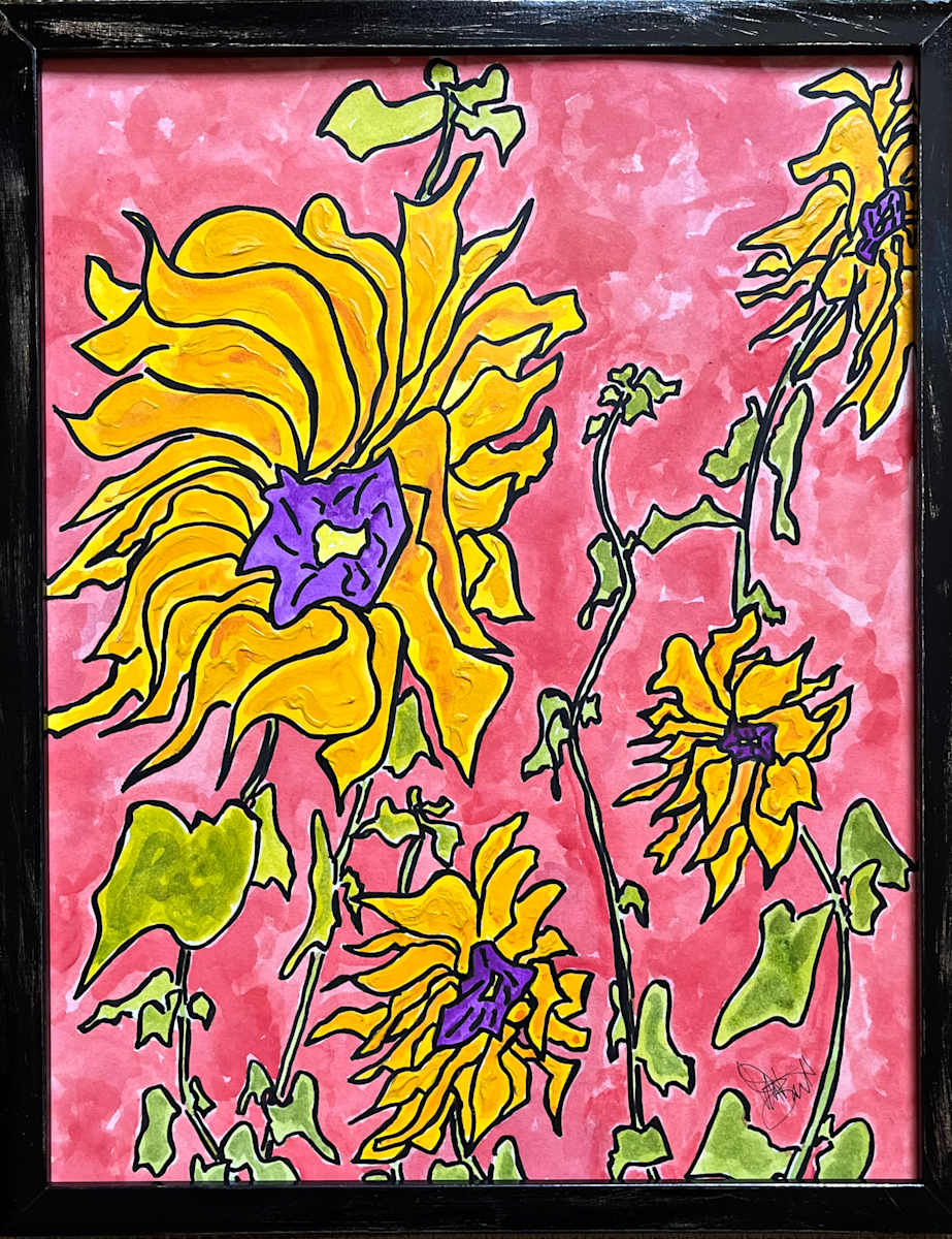 Sunflowers on Red by Don Barnett  Image: Sunflowers on Red