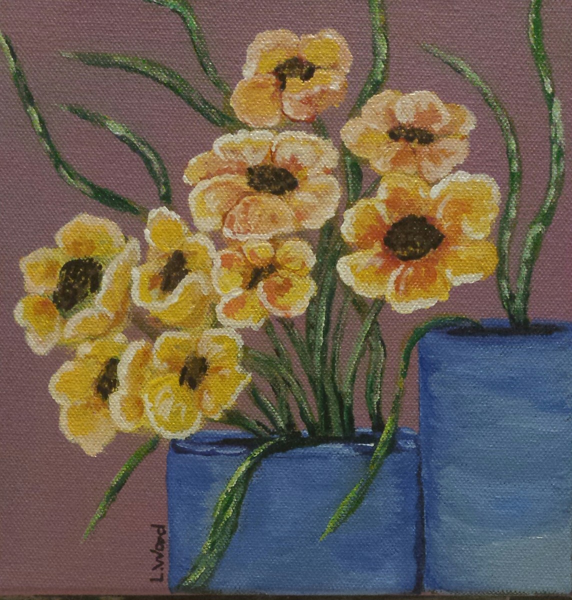 Flowers on a shelf by Lora Wood 