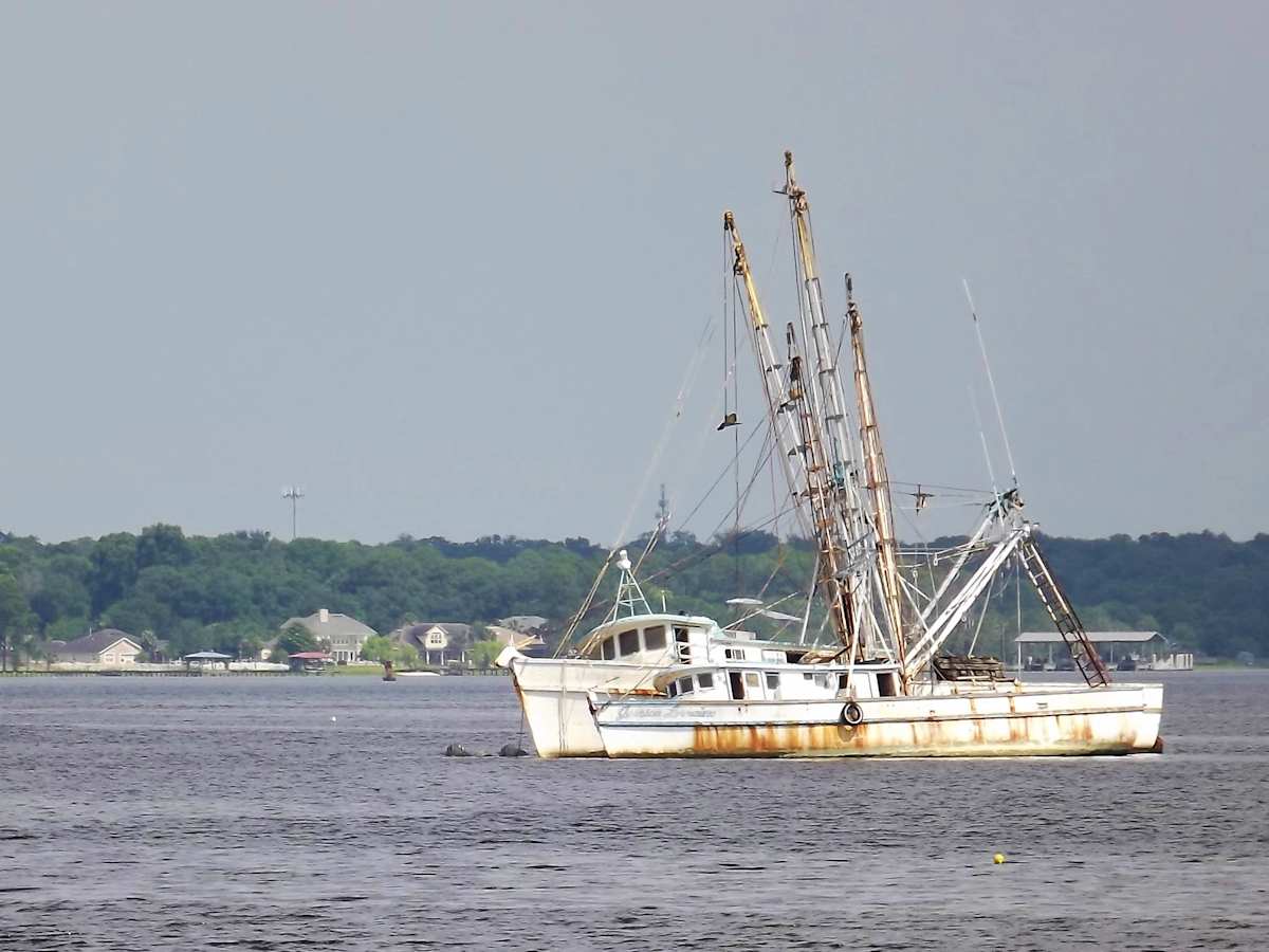 Shrimp Boat on the Water by Lora Wood 