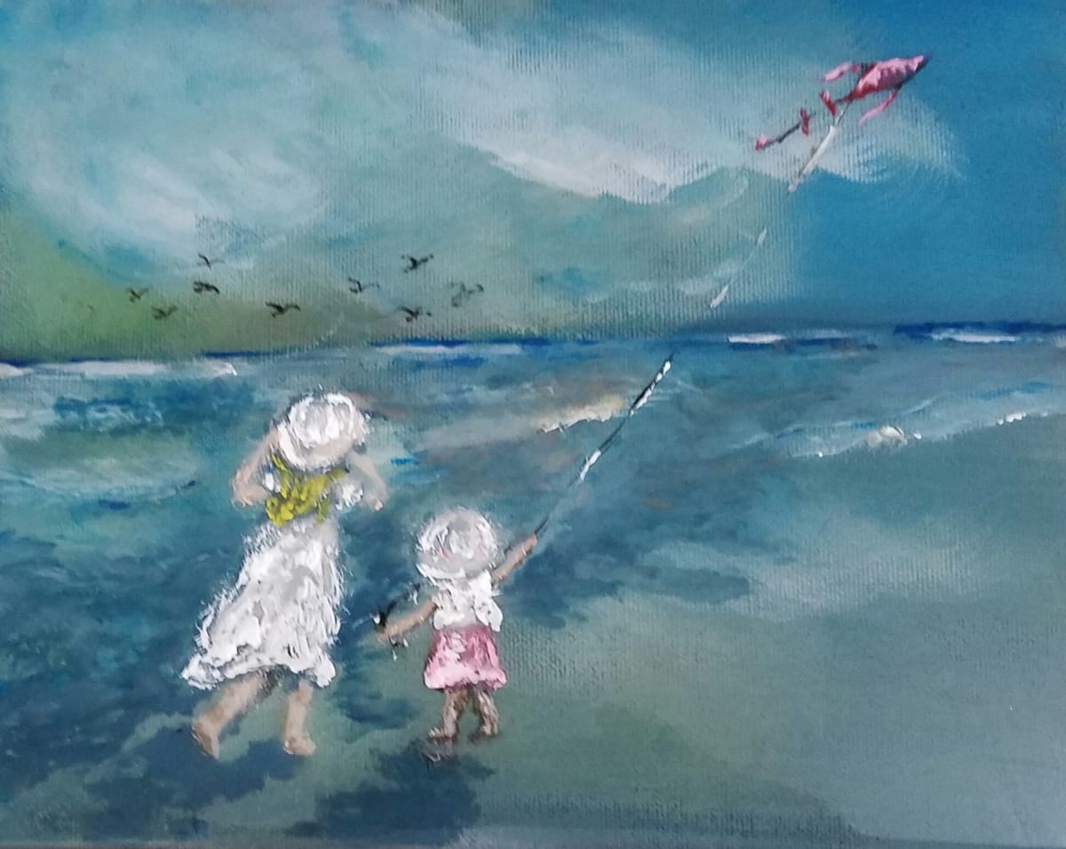 Girls on the Beach by Lora Wood 