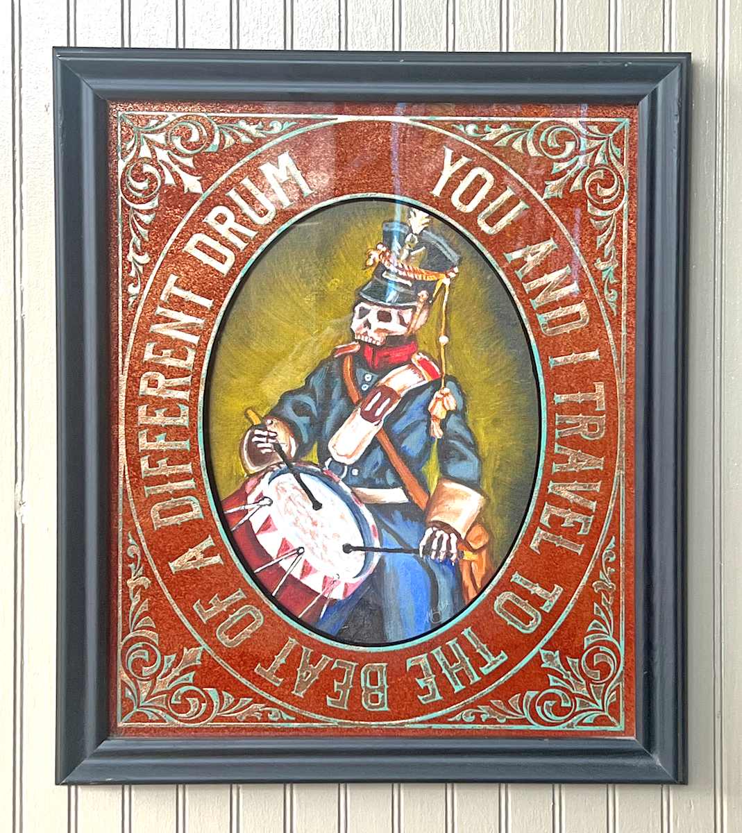 A Different Drum by Sean Michael Felix  Image: Oil painting, reverse painted glass