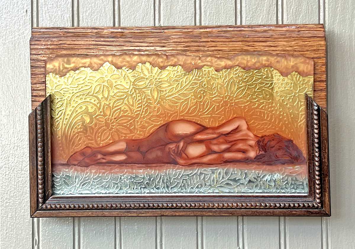 Nude Study #1 by Sean Michael Felix  Image: Reverse painted and gilded glass, bespoke frame