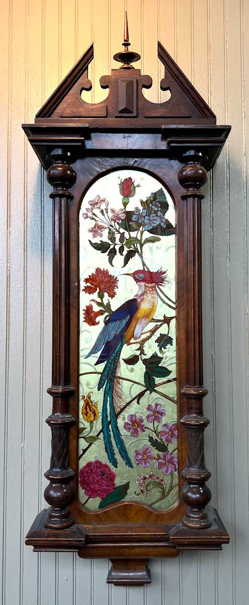 Victorian Florals and Bird by Sean Michael Felix  Image: Painted & gilded glass, clock case