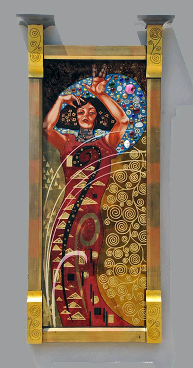 Vienna in Gold by Sean Michael Felix  Image: Gilded and painted glass, with bespoke, gilde wood frame.