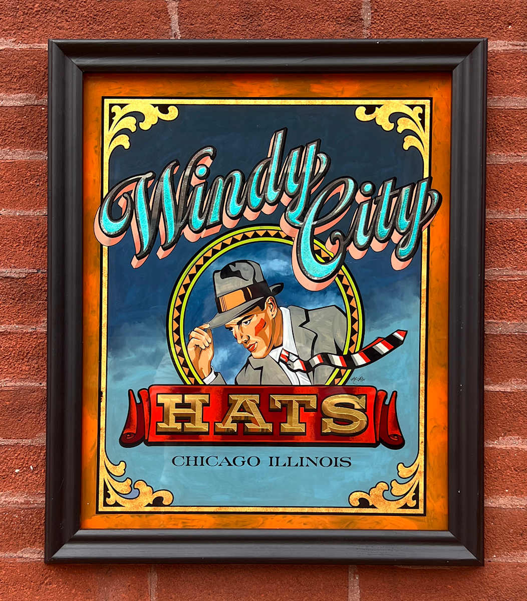 Windy City Hats by Sean Michael Felix  Image: Reverse painted glass