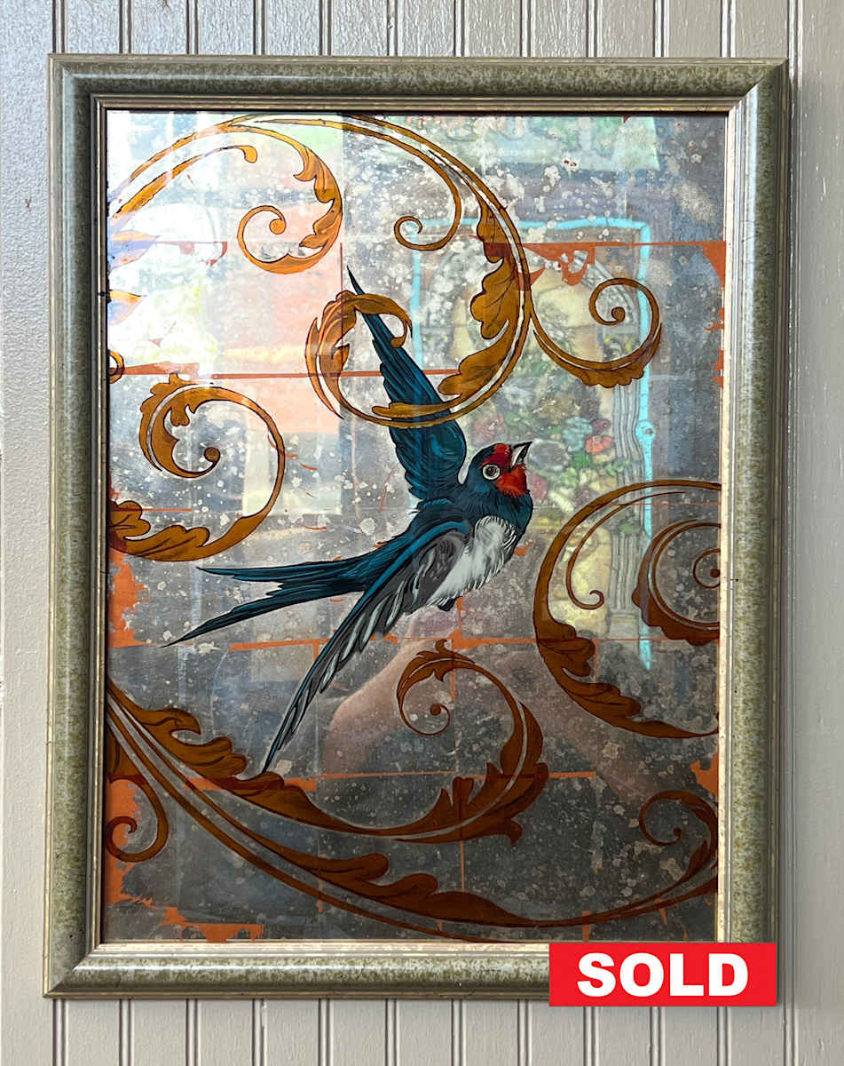 Eglomise Scroll Bird by Sean Michael Felix 