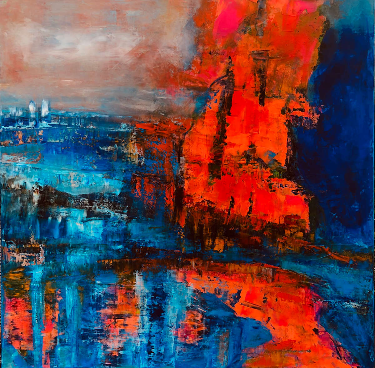 Elements of nature 3  oil on canvas, 100 cm x 100 cm by Elvira Heimann 