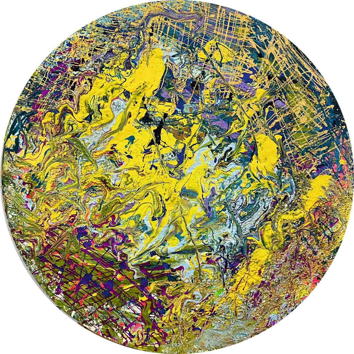 Round No. 9  Ø 90 cm, acrylic on canvas, 2023 by Elvira Heimann 