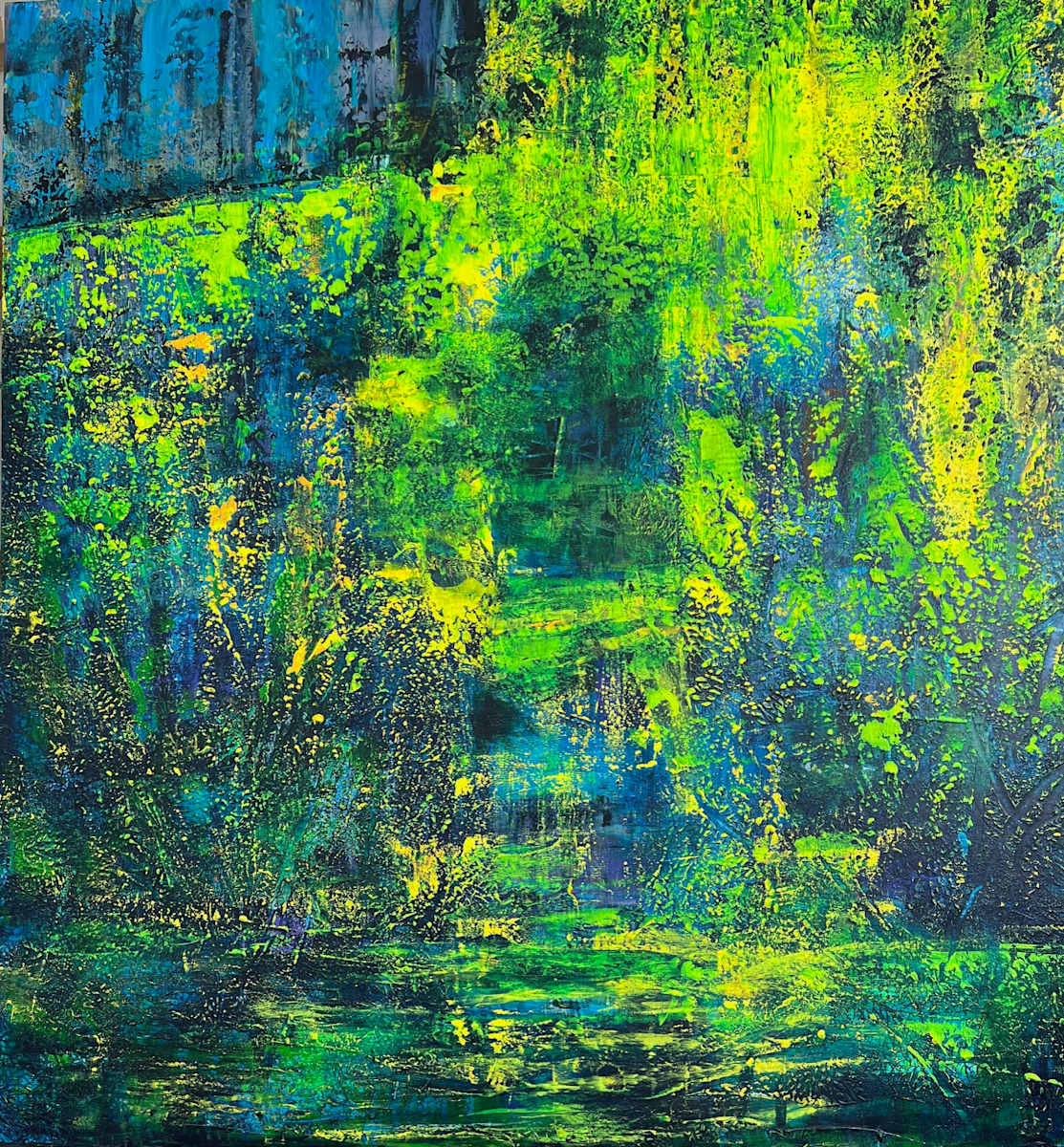 Unfolding Energy 44  120 x 110 cm, acrylic on alu-sandwich, 2024 by Elvira Heimann 