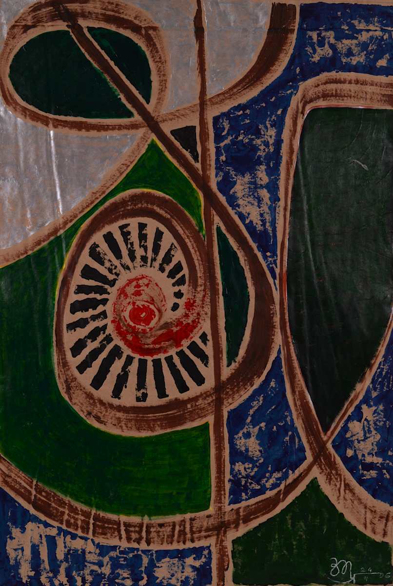 Brown Swirls with Multi-Color Background by Aditya Prakash (1924-2008), Image 2.