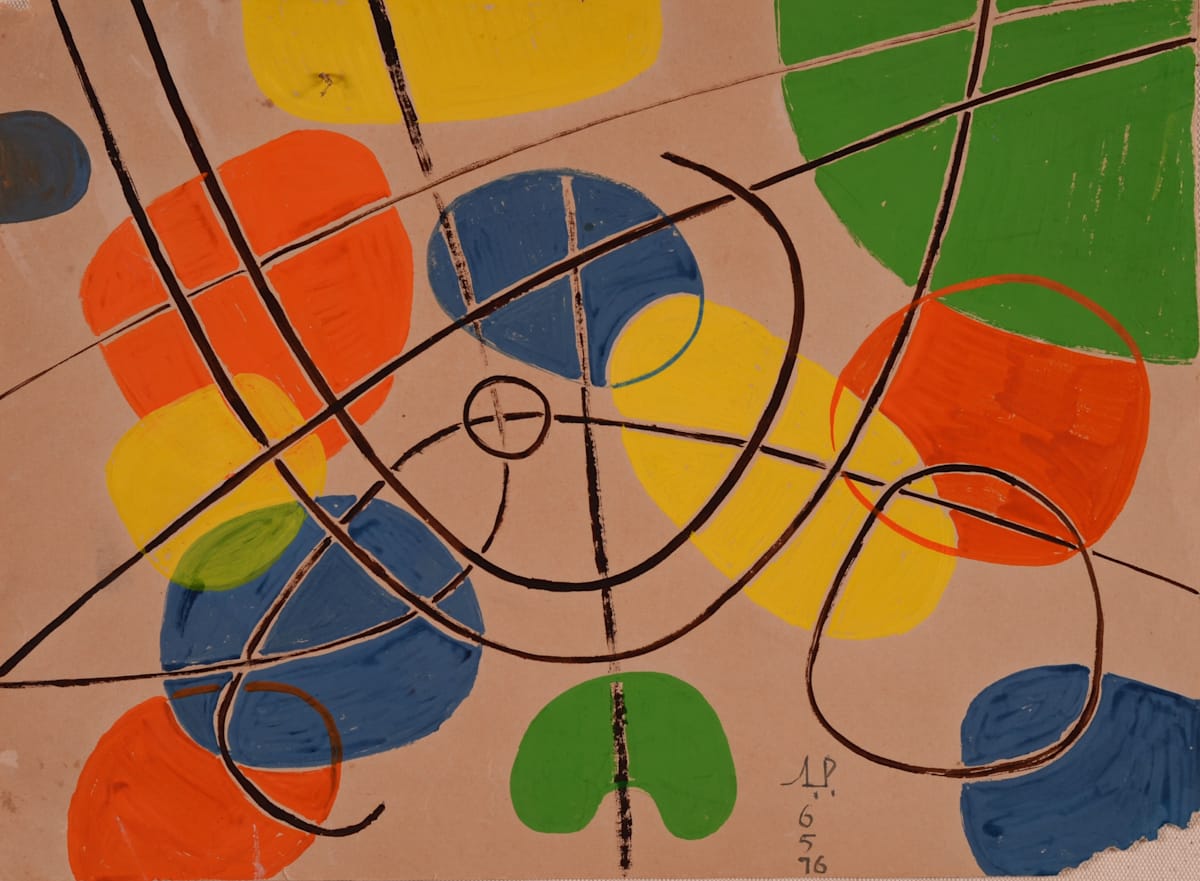 Multi-Color Circles and Arches by Aditya Prakash (1924-2008), Image 2.