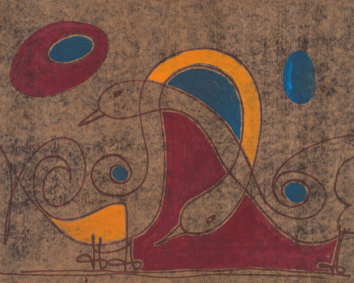 Multi-Color Grazing Birds by Aditya Prakash (1924-2008), Image 2.