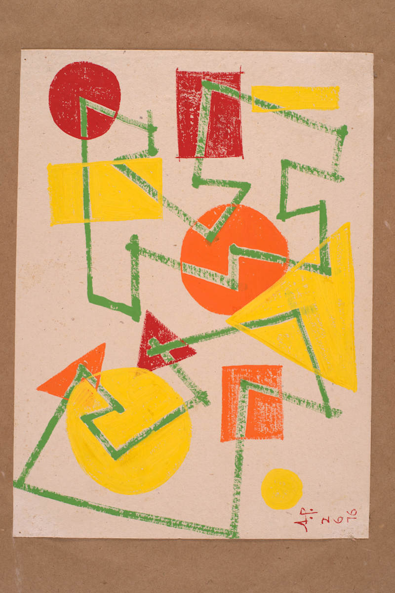 Green Abstract with Shapes by Aditya Prakash (1924-2008), Image 5.